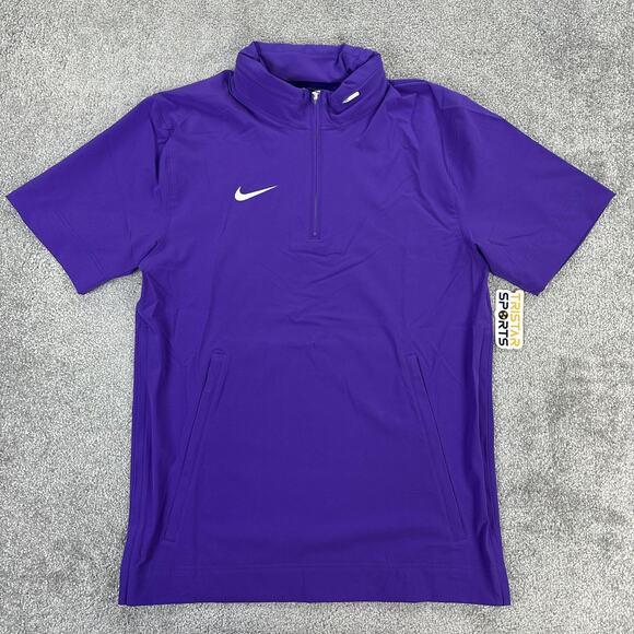 Nike Pullover Mens Small Purple 1/4 Zip Hooded Football Coaches Jacket FJ9548 - Picture 1 of 12